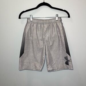 Under Armour Boys Swim Trunks Bottoms Gray Black Lined Youth Small